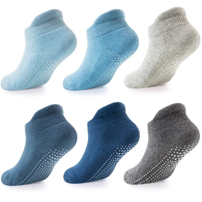 LA Active Grip Ankle Socks – 6 Pairs – Baby Toddler Infant Newborn Kids Boys Girls Non Slip/Anti Skid