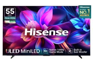 Hisense 55 Inch 55E8S Hi-QLED MiniLED Smart TV | 144Hz Game Mode | Devialet Sound and AI Picture | Dolby Vision IQ | Hands-Free Voice
