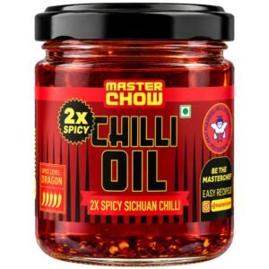 MasterChow 2X Spicy Sichuan Chilli Oil (170g) | Extra Hot | Made with Sichuan Peppercorns, Crunchy Garlic & Red Chillies | All Purpose Condiment | Eat With Momos, Pizza, Noodles