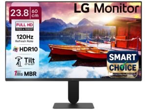 LG24U411A-BN Smartchoice 60 cm (24-inch) Full HD (1920 x 1080) IPS Monitor, 3-Side Virtually Borderless, 1ms MBR, 120Hz, sRGB 99%(Typ.), HDR10, Reader Mode, Flicker Safe, VGA, HDMI, Slim Stand, Black