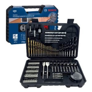 BOSCH 2608594070 Professional 103-Pcs Accessory Set | Versatile Drilling & Screwdriving Kit | Titanium-Coated Metal Drill Bits | Precision Hole Saws for Clean Cutouts | Durable & Organized Carry Case