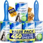 PetLovers Extra Sticky Lint Roller Mega Value Set 450 Sheets for Pet Hair Removal, Dog and Cat Lint Remover