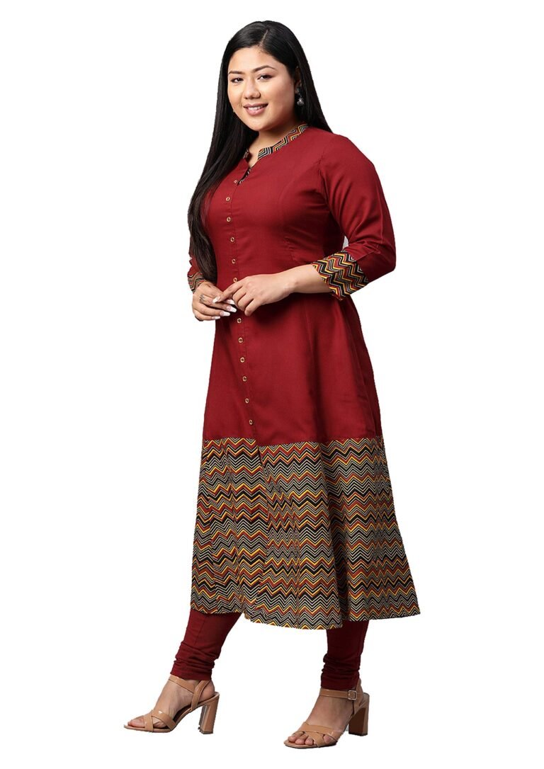 Yash Gallery Womens Rayon & Cotton Printed A-line Ethnic Wear Kurta