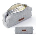 ANGOOBABY Small Pencil Case Student Pencil Pouch Coin Pouch Cosmetic Bag Office Stationery Organizer for Teen School-Grey