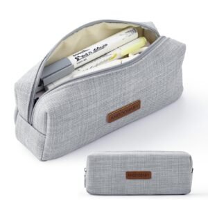 ANGOOBABY Small Pencil Case Student Pencil Pouch Coin Pouch Cosmetic Bag Office Stationery Organizer for Teen School-Grey
