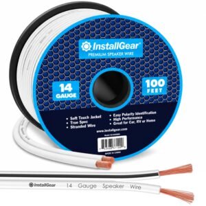 InstallGear 14 Gauge AWG 100ft Speaker Wire Cable – White