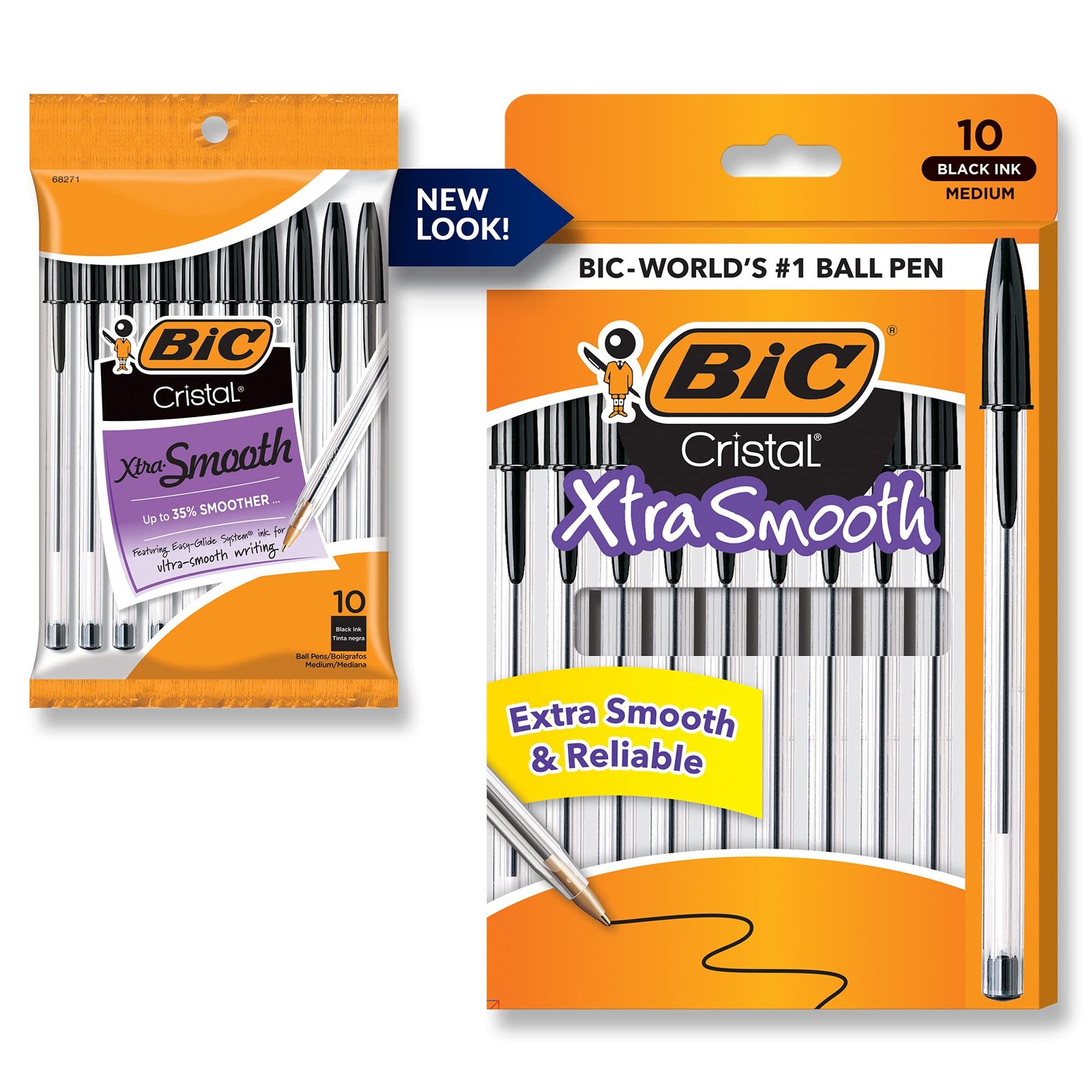BIC Cristal Xtra Smooth Ballpoint Pen, Medium Point (1.0mm), Black, 10-Count