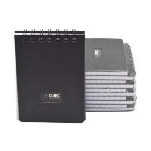 Cubic A7 Size Wiro Pocket Notebook, Pack of 10 (Black)