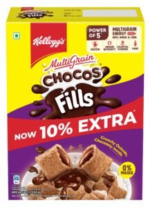 Kellogg’s Chocos Fills 250g + 25g Extra Free | Double Chocolaty, Anytime Snack | 3 Grains: Oats, Wheat & Rice, Protein Rich, 0% Maida