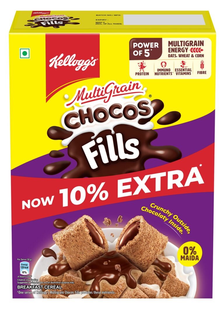 Kellogg’s Chocos Fills 250g + 25g Extra Free | Double Chocolaty, Anytime Snack | 3 Grains: Oats, Wheat & Rice, Protein Rich, 0% Maida