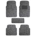 Autofurnish Curly Car Foot Mat Compatible with Universal Fits All Cars | Grass/Noodle Mat | Anti-Skid | (Grey Black)