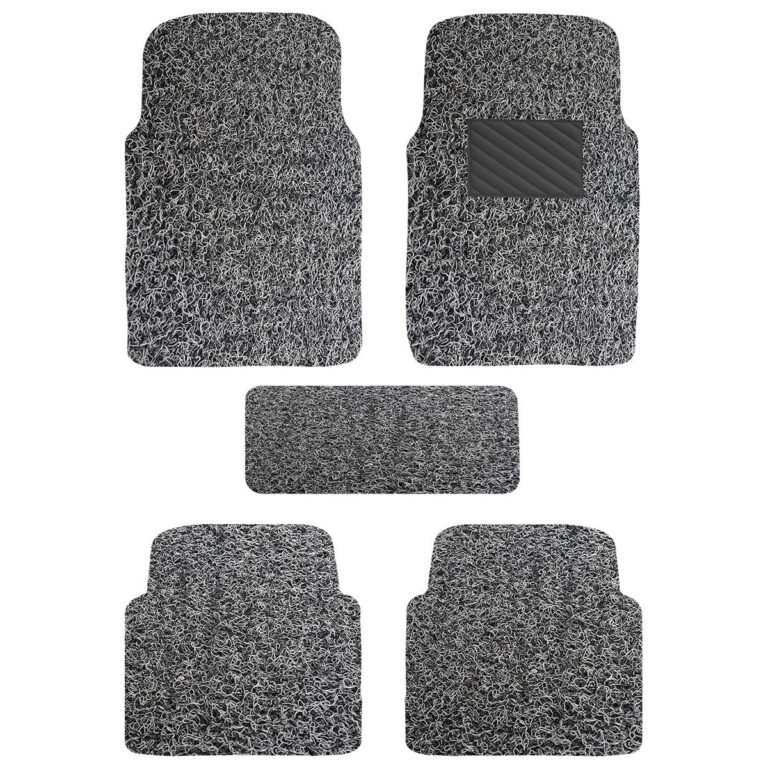 Autofurnish Curly Car Foot Mat Compatible with Universal Fits All Cars | Grass/Noodle Mat | Anti-Skid | (Grey Black)