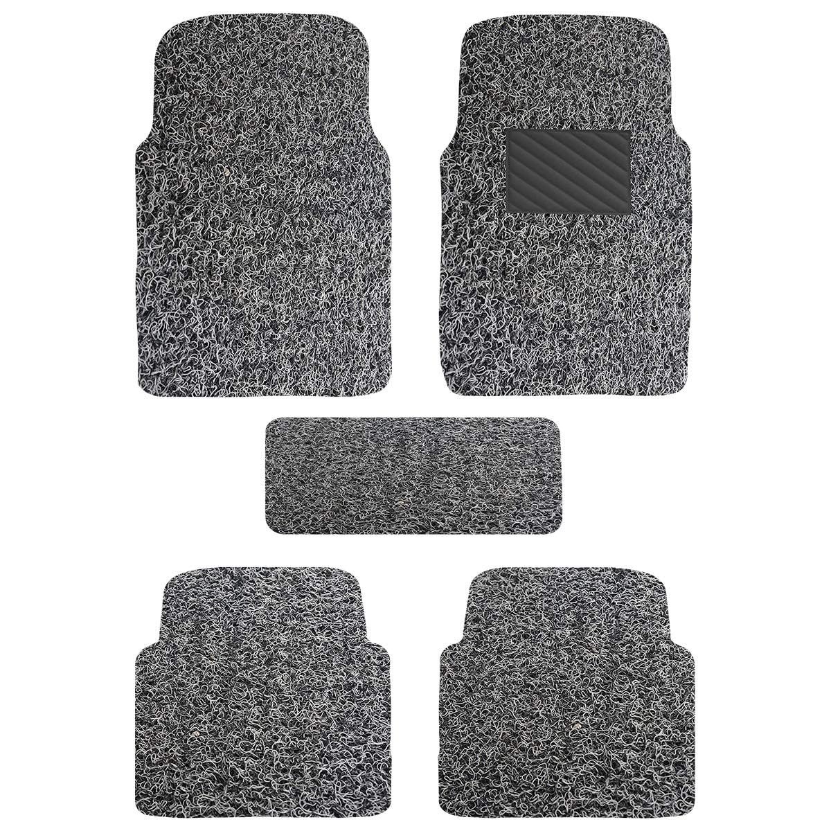 Autofurnish Curly Car Foot Mat Compatible with Universal Fits All Cars | Grass/Noodle Mat | Anti-Skid | (Grey Black)