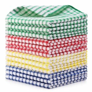 Egles Kitchen Dishcloths 12pcs 11×12 Inches Bulk Cotton Kitchen Dish Cloths Scrubbing Wash Cloths Sets (Mix Color)