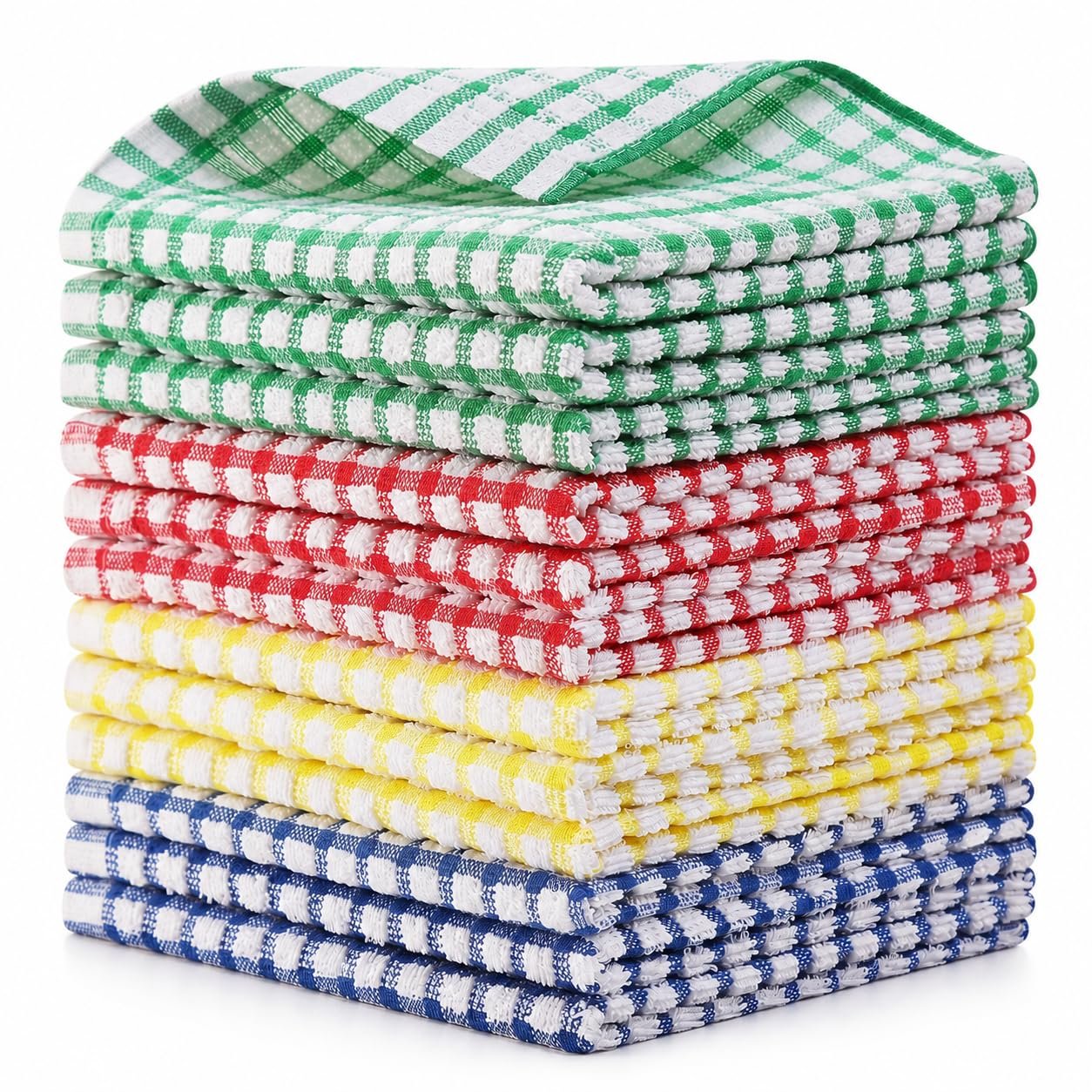 Egles Kitchen Dishcloths 12pcs 11×12 Inches Bulk Cotton Kitchen Dish Cloths Scrubbing Wash Cloths Sets (Mix Color)
