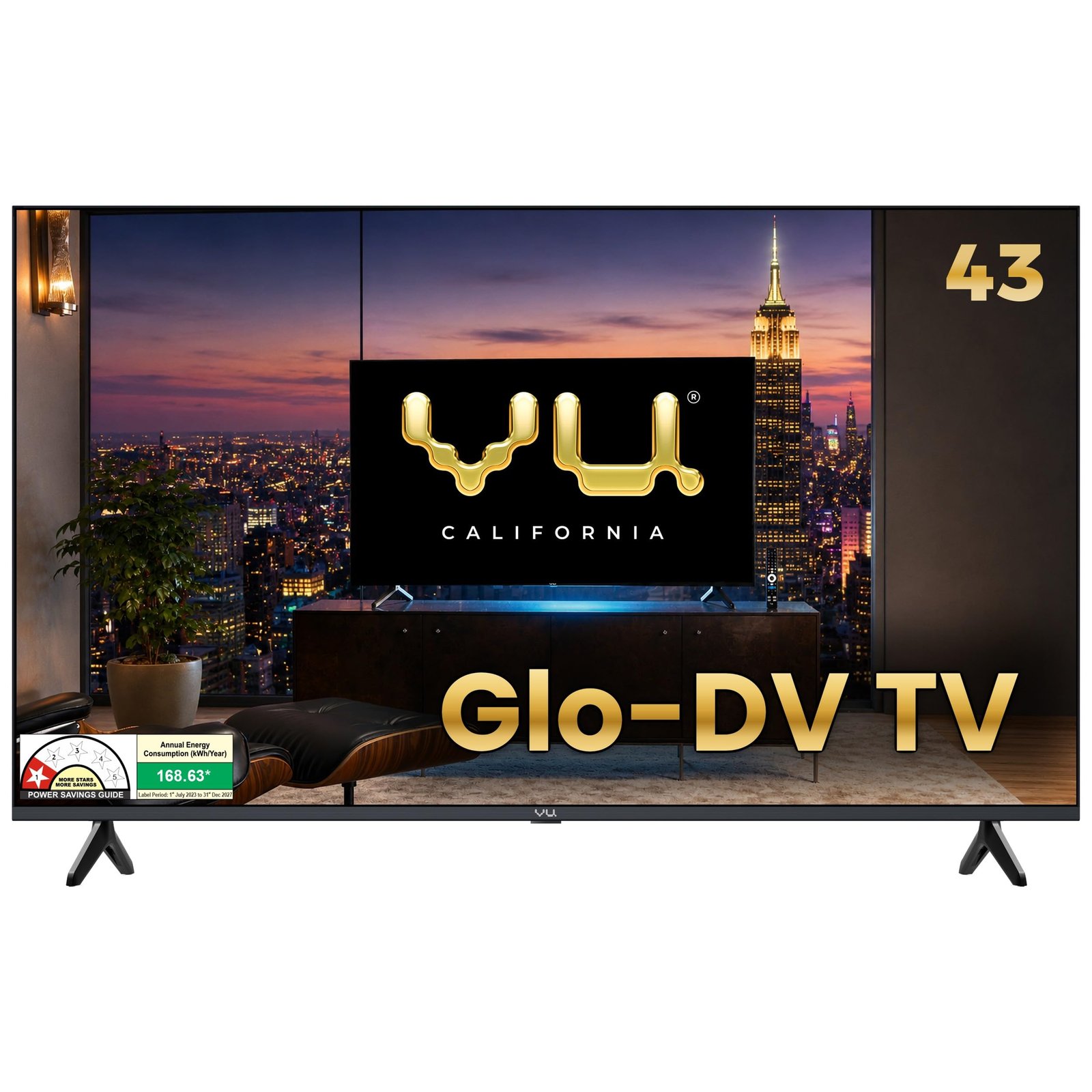 Vu California 108cm (43 inches) Smartchoice GloQLED Smart Google 4K TV VuGLOQLEDDV