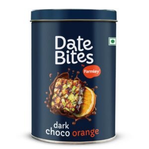 Farmley Dark Choco Orange Date Bites 200g I Dates Barfi Made with Dates,Cocoa Powder,Pista,Cashews,Almonds,Honey,Orange and Pure Ghee,Chocolate Flavoured Healthy Delicious Indian Sweets,No Refined Sugar