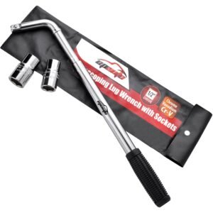 EPAuto Telescoping Lug Wrench, Wheel Wrench with CR-V Sockets (17/19, 21/22mm)