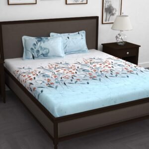 Story@Home 260 TC 100% Cotton Cal King Size Bedsheet, Sky Blue