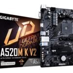 Gigabyte A520M K (rev. 1.0) Ultra Durable AMD Motherboard with GbE LAN with Bandwidth Management, PCIe 3.0 x4 M.2, Smart Fan 5, Anti-Sulfur Resistors Design