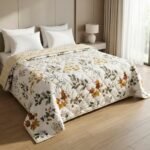 BSB HOME Ultrasonic Quilted AC Comforter 220 GSM|Premium Microfiber Reversible All Season Blanket for Double Bed | Ultra Soft Lightweight Quilt Duvet | 225 x 220 cm (Yellow & Beige)
