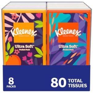 Kleenex Go Pack Facial Tissue, 10 Count, (Pack of 8)