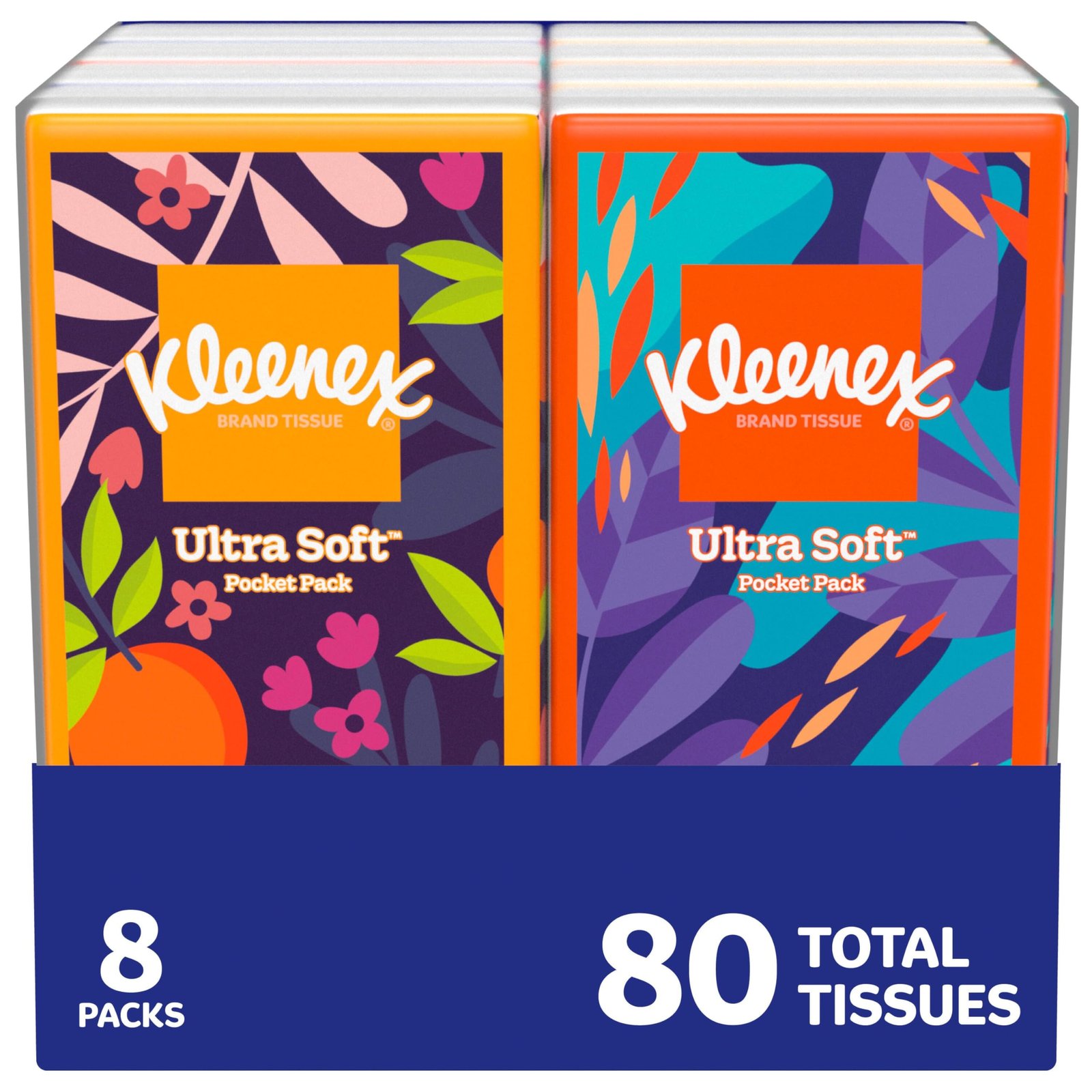 Kleenex Go Pack Facial Tissue, 10 Count, (Pack of 8)