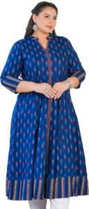 Yash Gallery Women’s Rayon Relaxed Fit Anarkali Ikat Printed Kurta