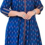 Yash Gallery Women’s Rayon Relaxed Fit Anarkali Ikat Printed Kurta