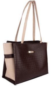Carrylux Dual Tone Large Capacity Croco Pattern Tote Handbags Purses Shoulder Bag For Womens
