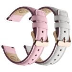 Fullmosa 2 Pack 18mm Leather Watch Bands Quick Release Watch Strap for Men Women, Soft Replacement Strap Wristband with Stainless Steel Buckle,18mm White&Rose/Pink&Rose