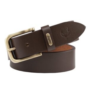 Flyer Men’s Leather belt (Formal/Casual) (Colour -Brown/Black) Buckle Adjustable Size Genuine Leather (B908) (Pack of 1)