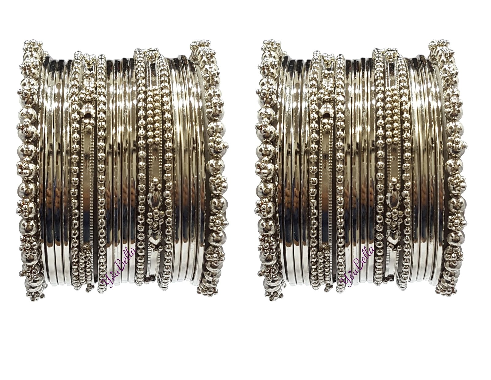 YouBella Jewellery for Women Traditional Silver Plated Oxidized Bracelet Bangle Set For Women