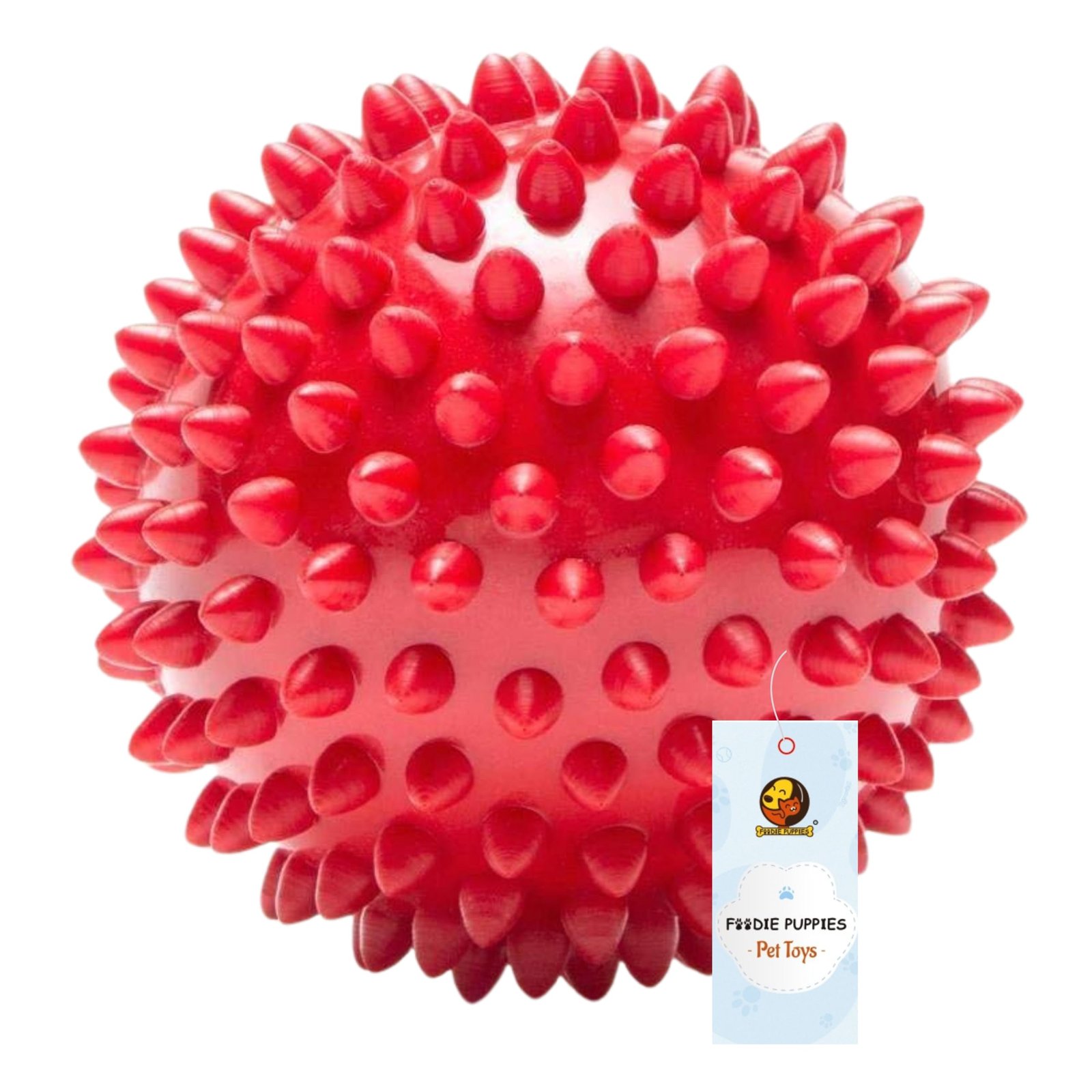 Foodie Puppies Natural Rubber Spike Ball – 2.8inch/ 7cm | Suitable for Small to Medium Dogs | Chewing, Teething, and Training Bouncy Ball Toy