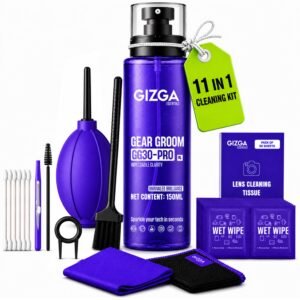 Gizga Essentials 11-in-1 Laptop Cleaning Kit | 150ml Screen Cleaner Spray, Air Blower, Microfiber Cloth, Lens Tissue & Keycap Puller | Camera, DSLR, TV, Keyboard, Eyeglass & Mobile Cleaning Kit