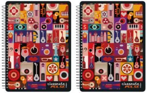 Classmate Soft Cover 6 Subject Spiral Binding Notebook, Single Line, 300 Pages (Assorted) (Pack of 2)