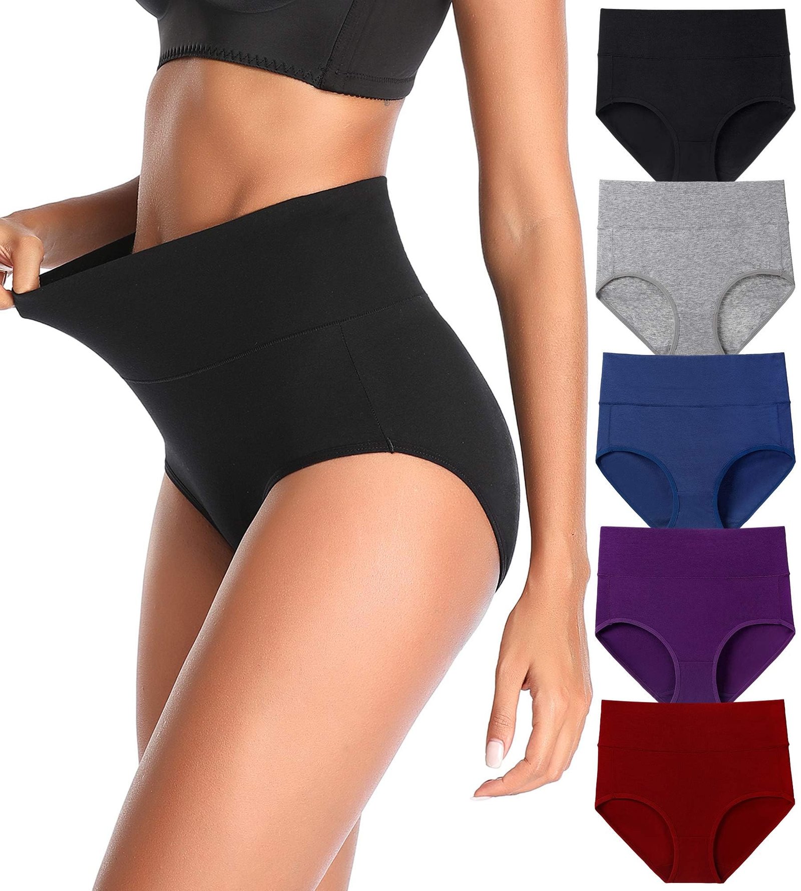Women’s High Waist Cotton Underwear Stretch Briefs Soft Comfy Ladies Panties Multipack