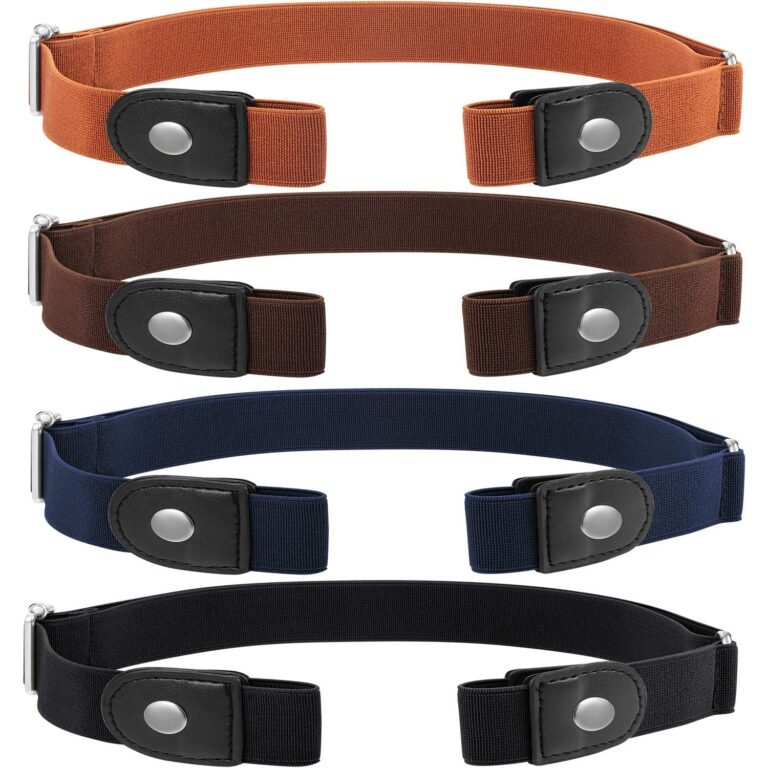 4 Pieces No Buckle Stretch Belt Buckless Belt Invisible Elastic Belt Unisex for Jeans Pants