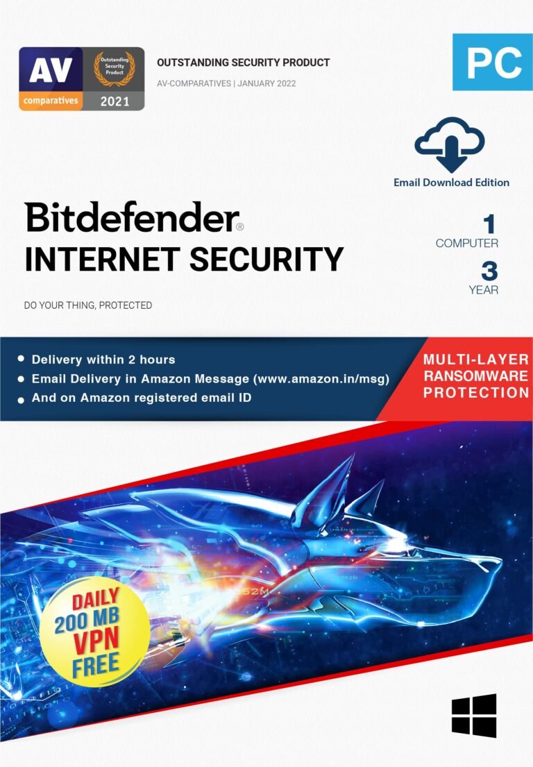 BitDefender Internet Security – 1 User, 3 Years Windows (Email Delivery in 2 hours – No CD)