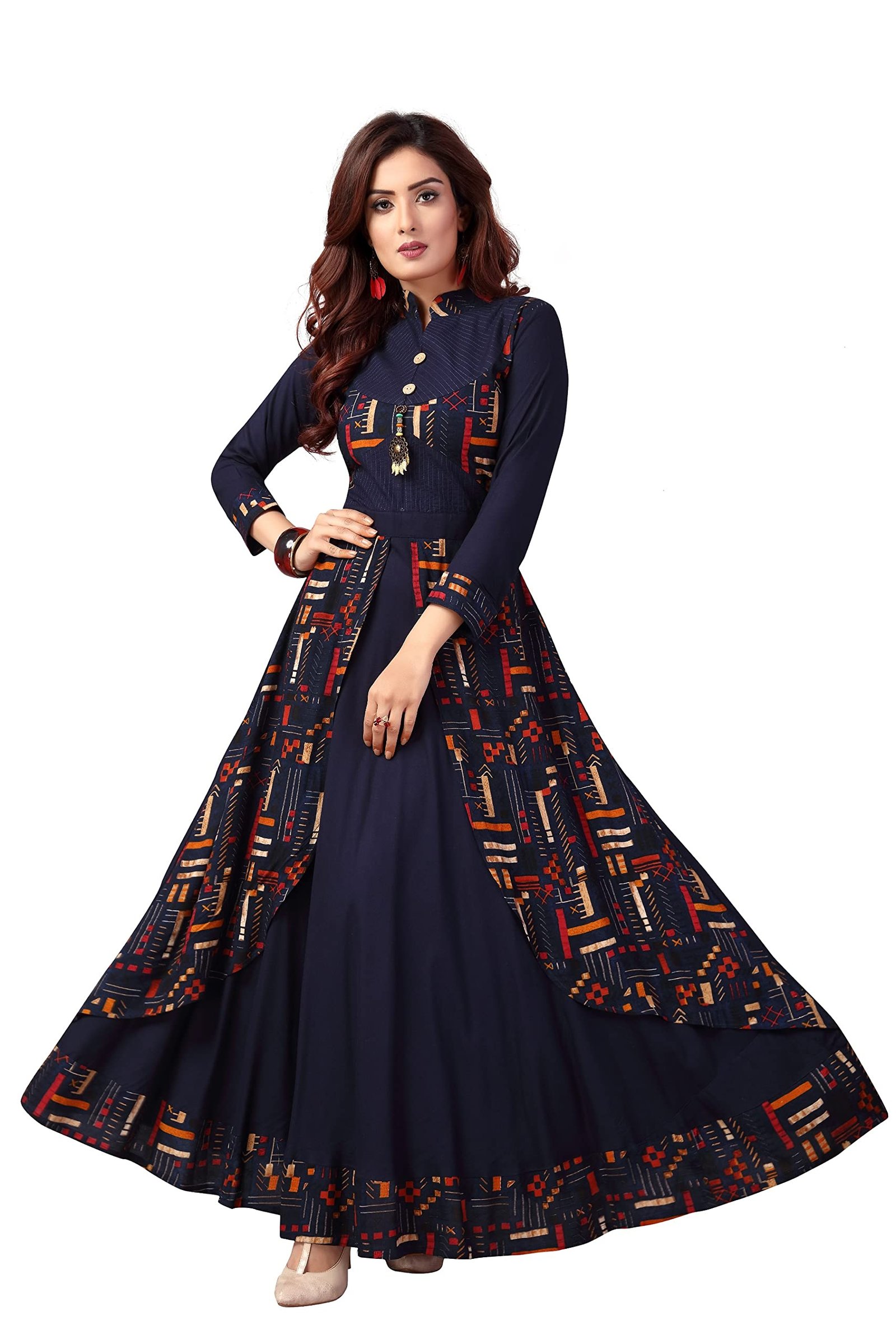 madhuram textiles Women Rayon A-Line Long Kurti(M-2082)