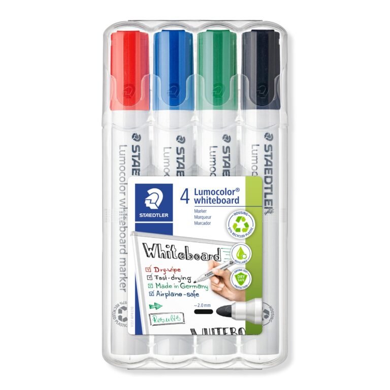 Staedtler Lumocolor 351 WP4 Bullet Tip Whiteboard Marker – Pack of 4 (Assorted)