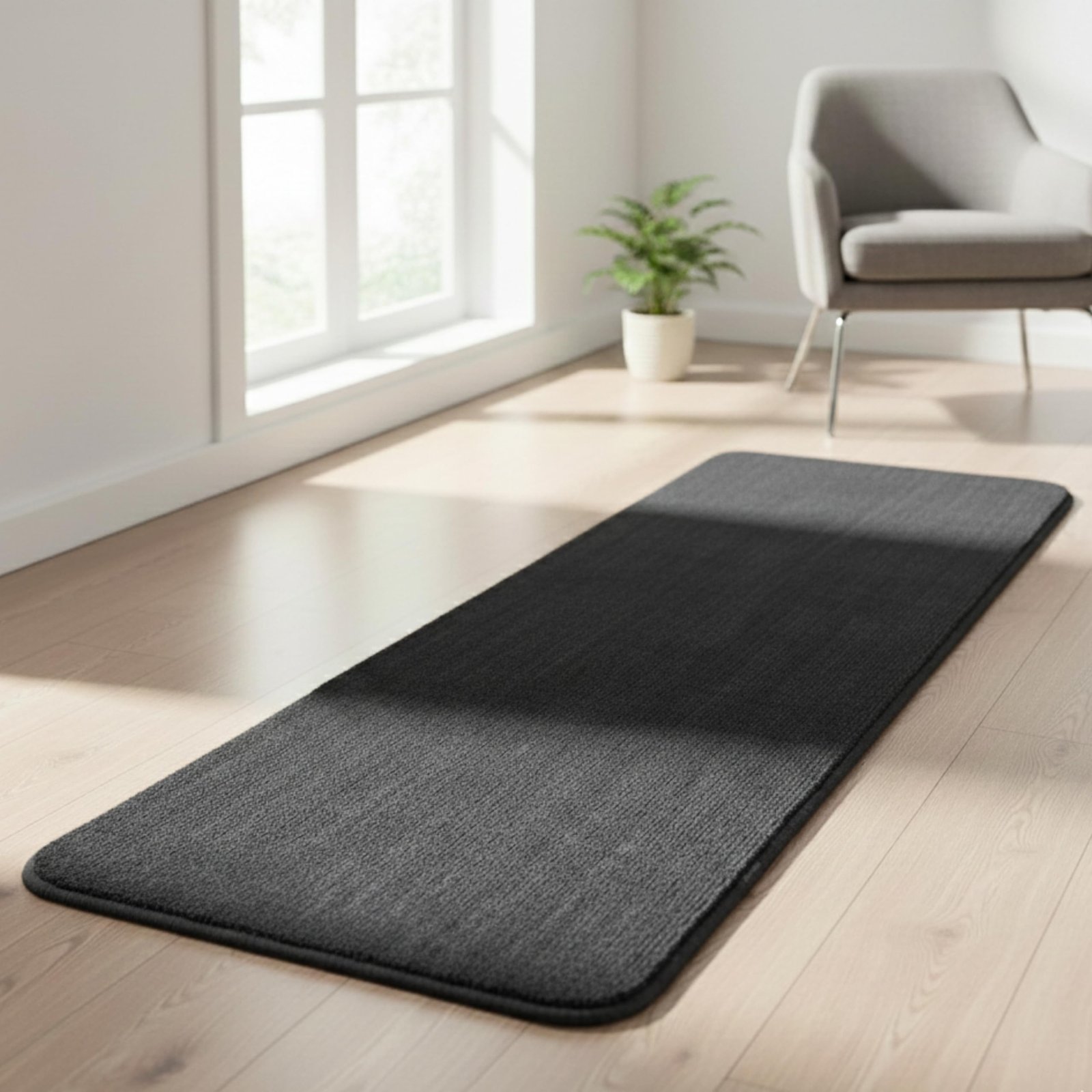 Saral Home Solid Soft PP Yarn Durable & Washable Multipurpose Runner for Home/Kitchen/Living Area/Lobby/Office Entrance with Anti Skid Backing (Dark Grey, 43×120 Cm)