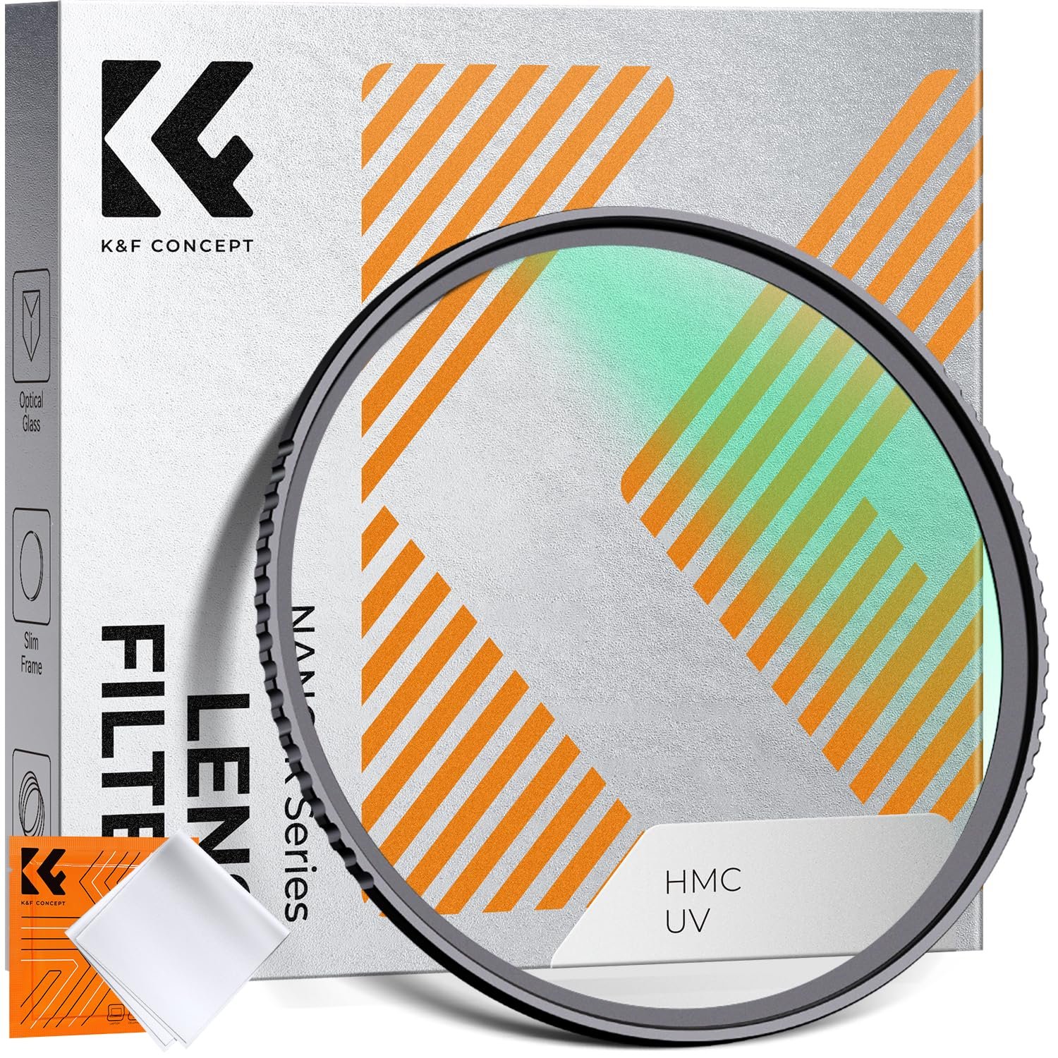 K&F Concept 55mm MCUV Lens Protection Filter 18 Multi-Coated Camera Lens UV Filter Ultra Slim with Cleaning Cloth (K-Series)
