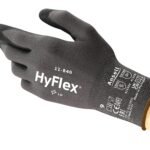 Ansell HyFlex 11-840 Professional Work Gloves, Abrasion Resistant Nitrile Coating with Firm Grip, Multipurpose Protection Gloves, Mechanical and Industrial Safety, Black, Size L (1 Pair)