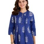 Amazon Brand – Myx Women Cotton Printed A-line Short Kurti (Available in Plus Sizes)