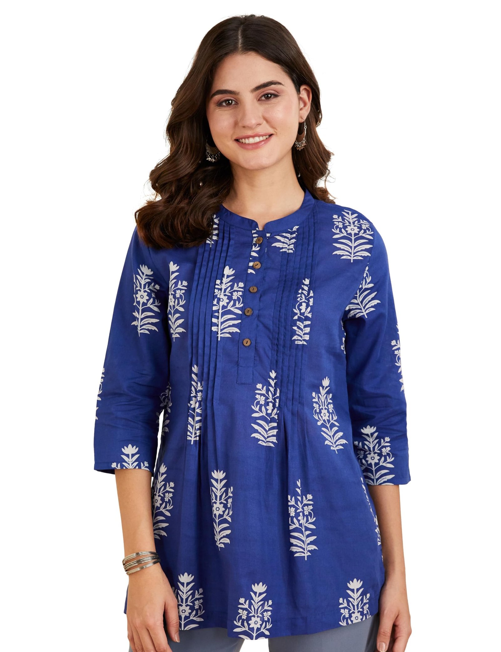 Amazon Brand – Myx Women Cotton Printed A-line Short Kurti (Available in Plus Sizes)