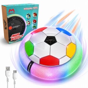 Mirana Air Football Smart Toy for Kids | 3-Mode USB Type-C Rechargeable Hover Ball | Indoor Electric Hoverball with LED Lights | Birthday Gift for Boys & Girls 2+ Years (Silver-Rainbow)
