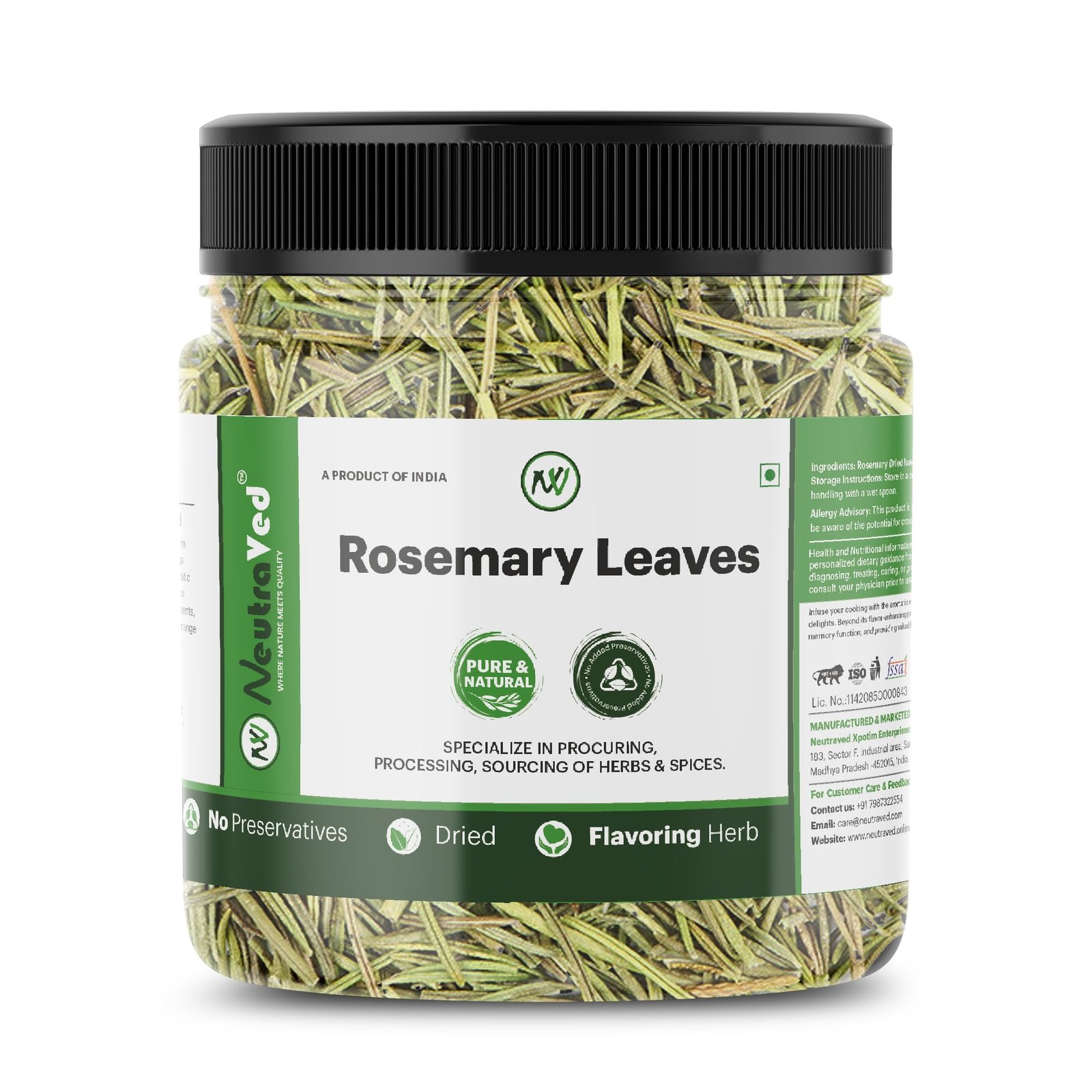 NeutraVed Rosemary Leaves Organic | Rosemary Dry Leaves for Hair Growth, Hair Care & Seasoning | | Perfect for Pasta, Soups, Salads, Chicken & Teas 200g