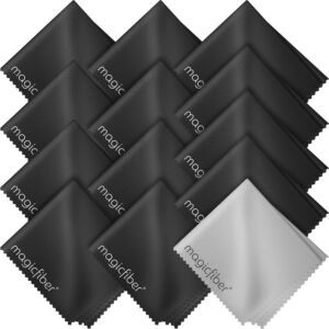 (13 Pack) MagicFiber Premium Microfiber Cleaning Cloths – For Tablet, Cell Phone, Laptop, LCD TV Screens and Any Other Delicate Surface (12 Black, 1 Grey)