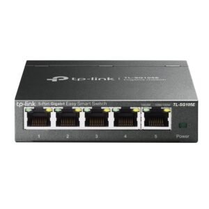 TP-Link 5 Port Gigabit Switch Easy Smart Plug & Play Desktop/Wall-Mount Sturdy Metal w/Shielded Ports Support QoS, Vlan, IGMP and Link Aggregation (TL-SG105E)